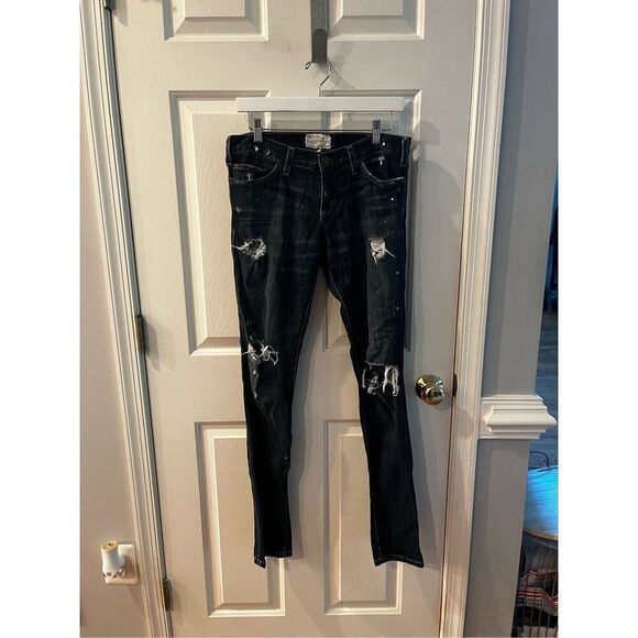 Current Elliott The Skinny Distressed Paint Splattered Jeans sz 27 EUC - Picture 6 of 14